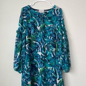 Anthropologie Chloe Oliver Parterre Swing Dress Women’s Size M Tropical Print